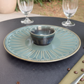 Teal Bloom Platter and Bowl