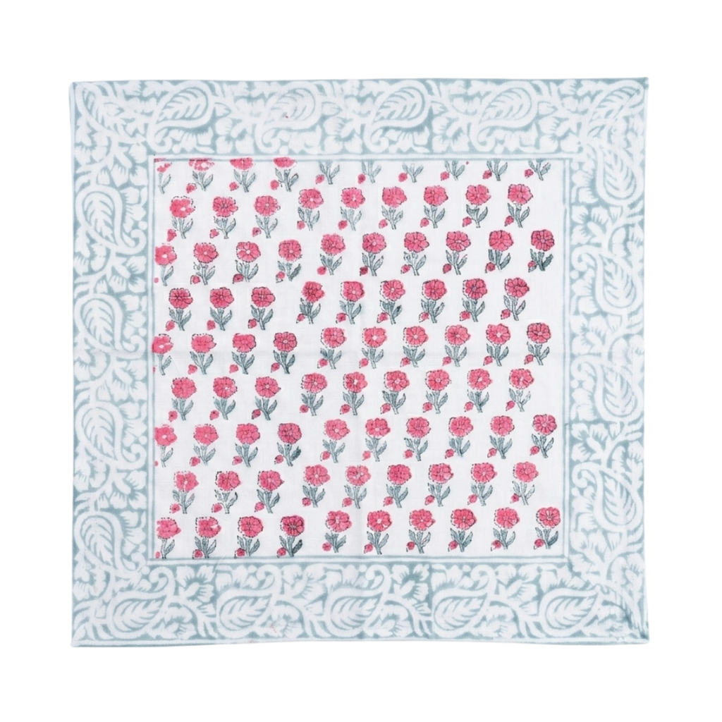 The Grey and Pink Handblock Print Table Linen Set