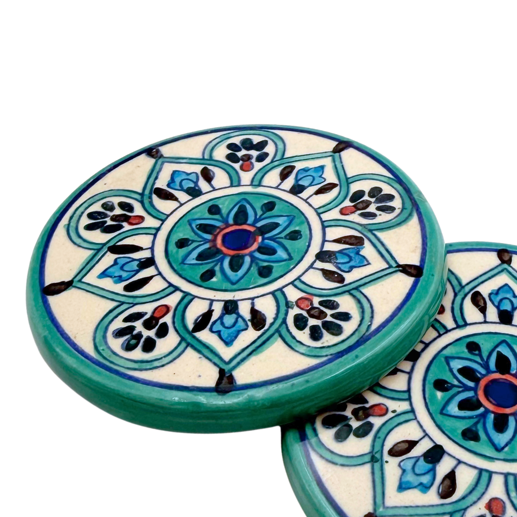 Tarika Coasters Set of 4 with Metal Stand