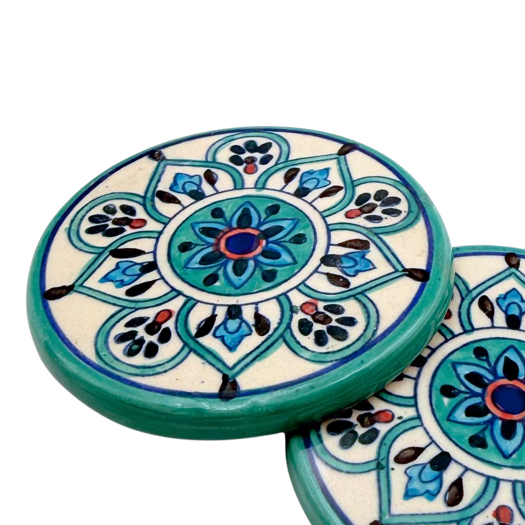 Tarika Coasters Set of 4 with Metal Stand