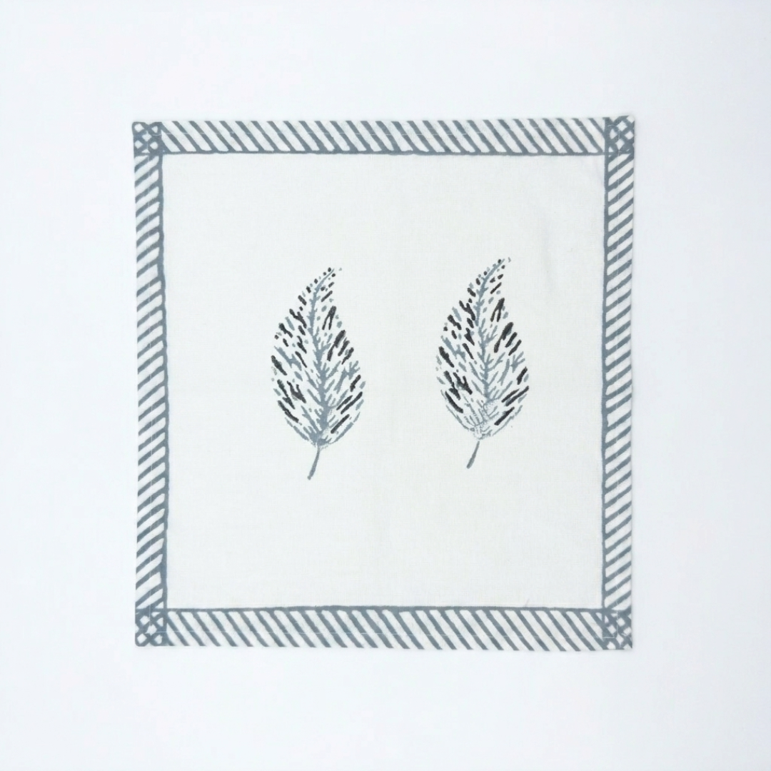 The Grey Botanical Dining Table Cover and Napkins Set