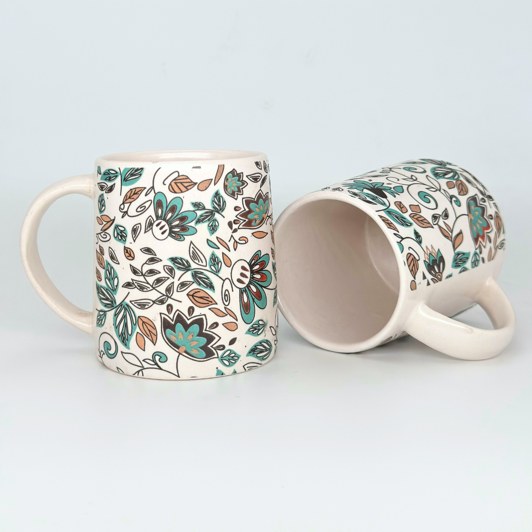 Bloom Collection - Green Garden Floral Mugs Set of 2