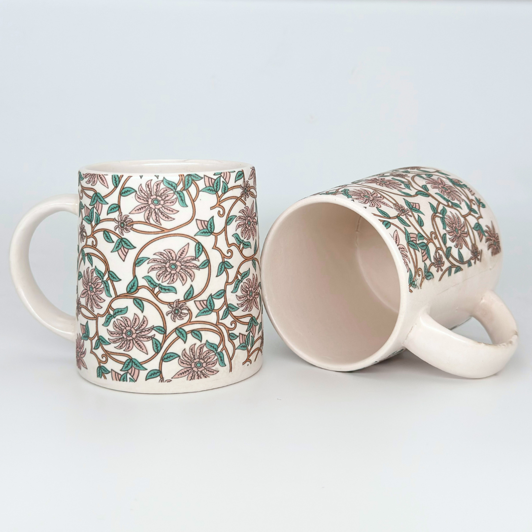 Bloom Collection - Blush Pink Floral Mugs Set of 2