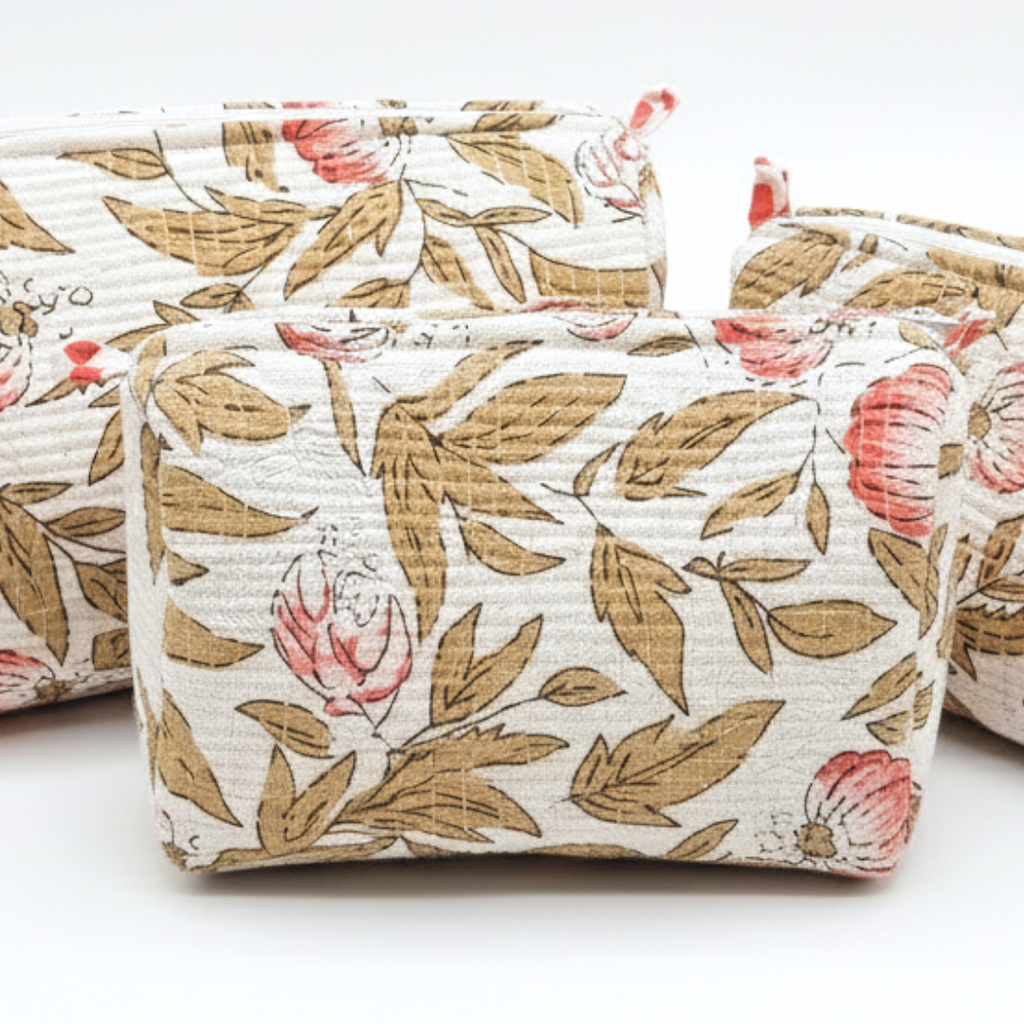 Everyday Set of 3 Pouches White and Beige