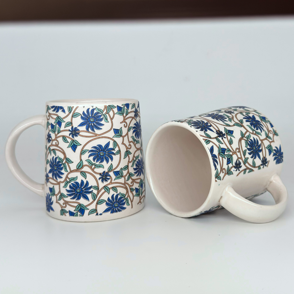 Bloom Collection - Blue Floral Mugs Set of 2