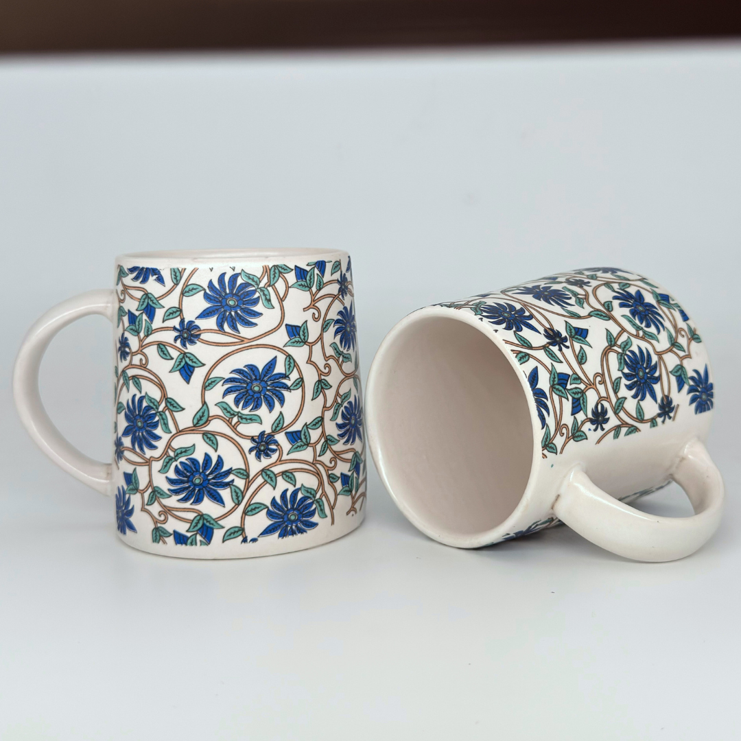 Bloom Collection - Blue Floral Mugs Set of 2
