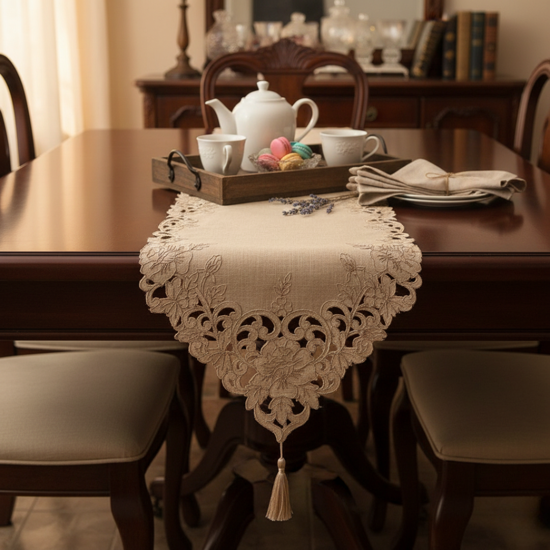 Beige Cut Work Runner