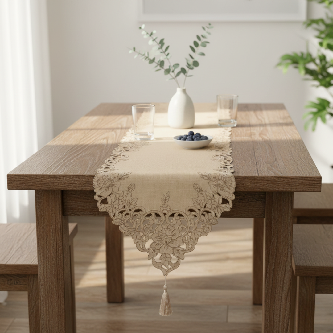 Beige Cut Work Runner