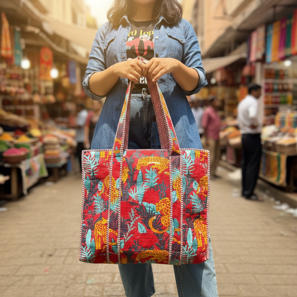 Crimson Jungle Large Tote