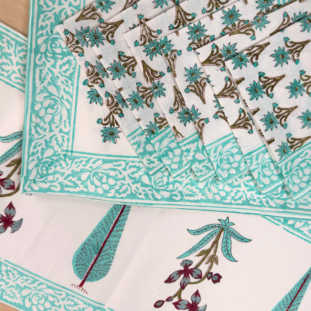 The Blue Handblock Print Table Linen Set