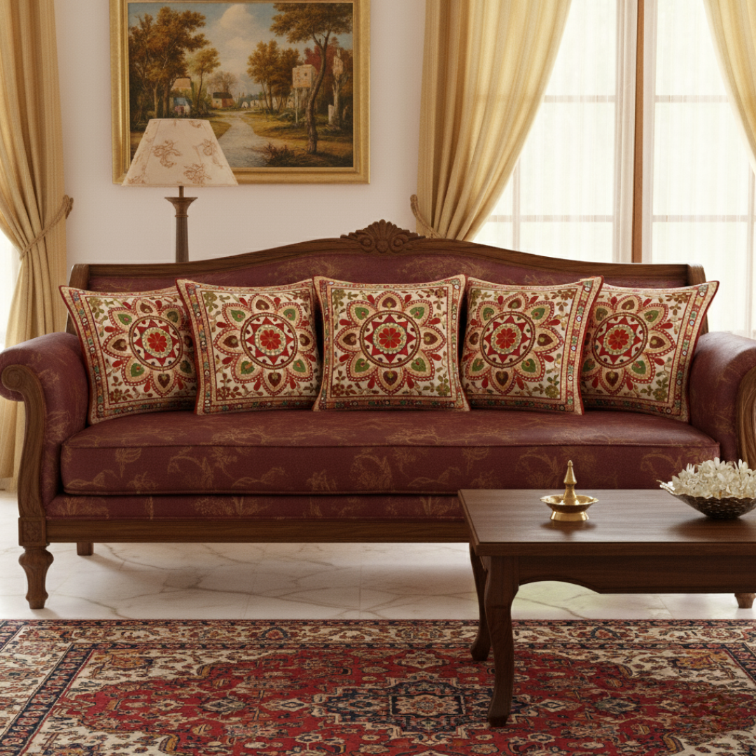 Gulnaar Cushion Covers - Rangoli Motif Set of 5