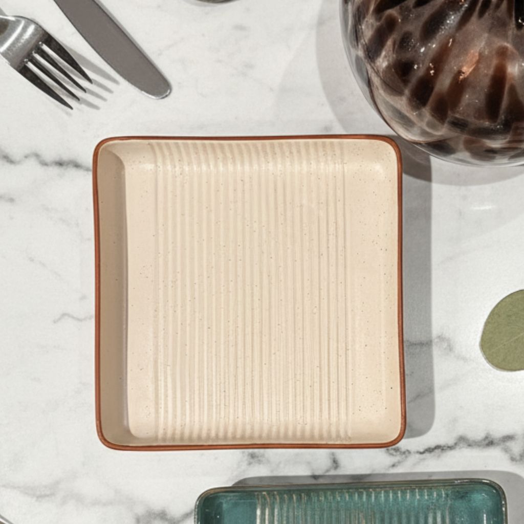 White Speckled Square Platter