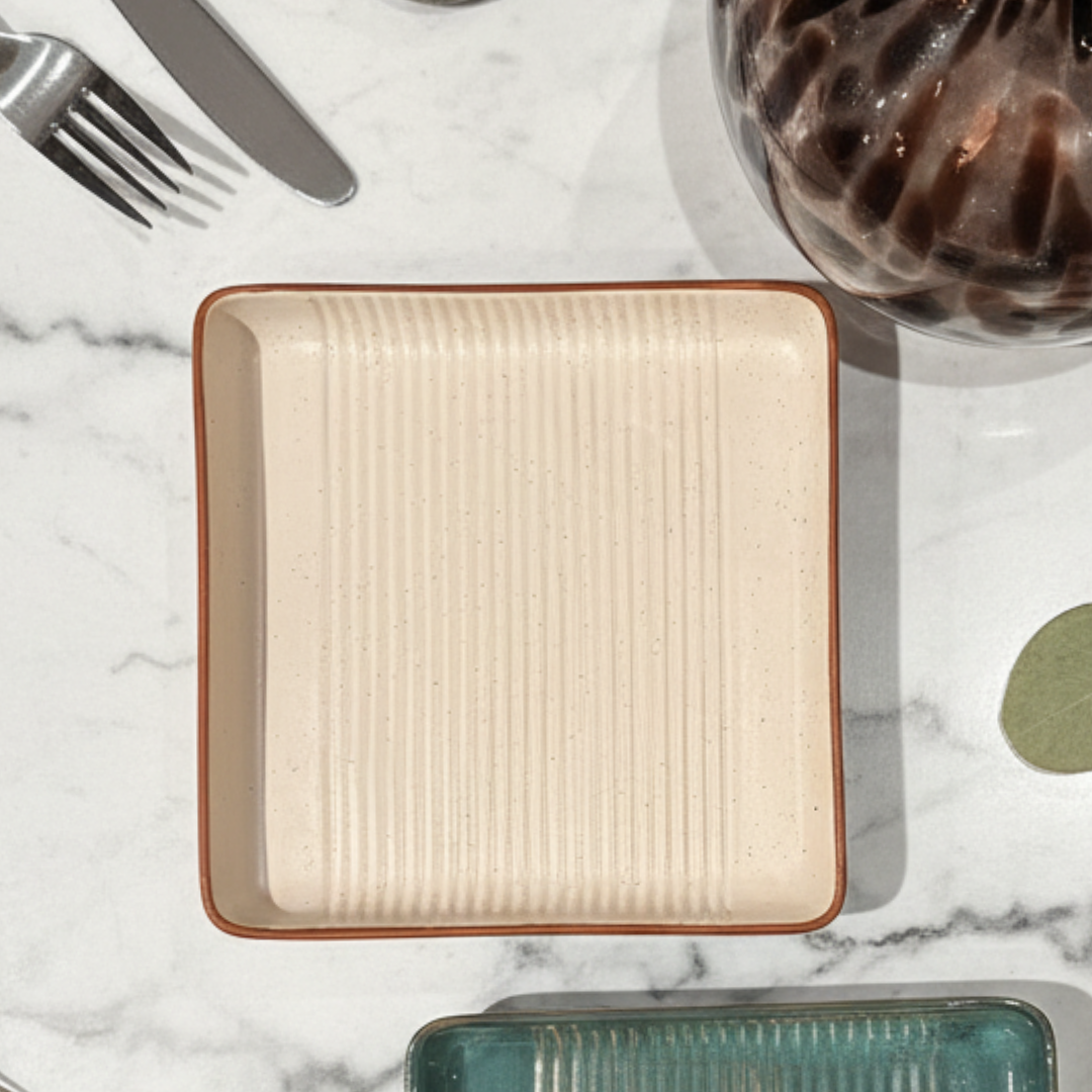 White Speckled Square Platter