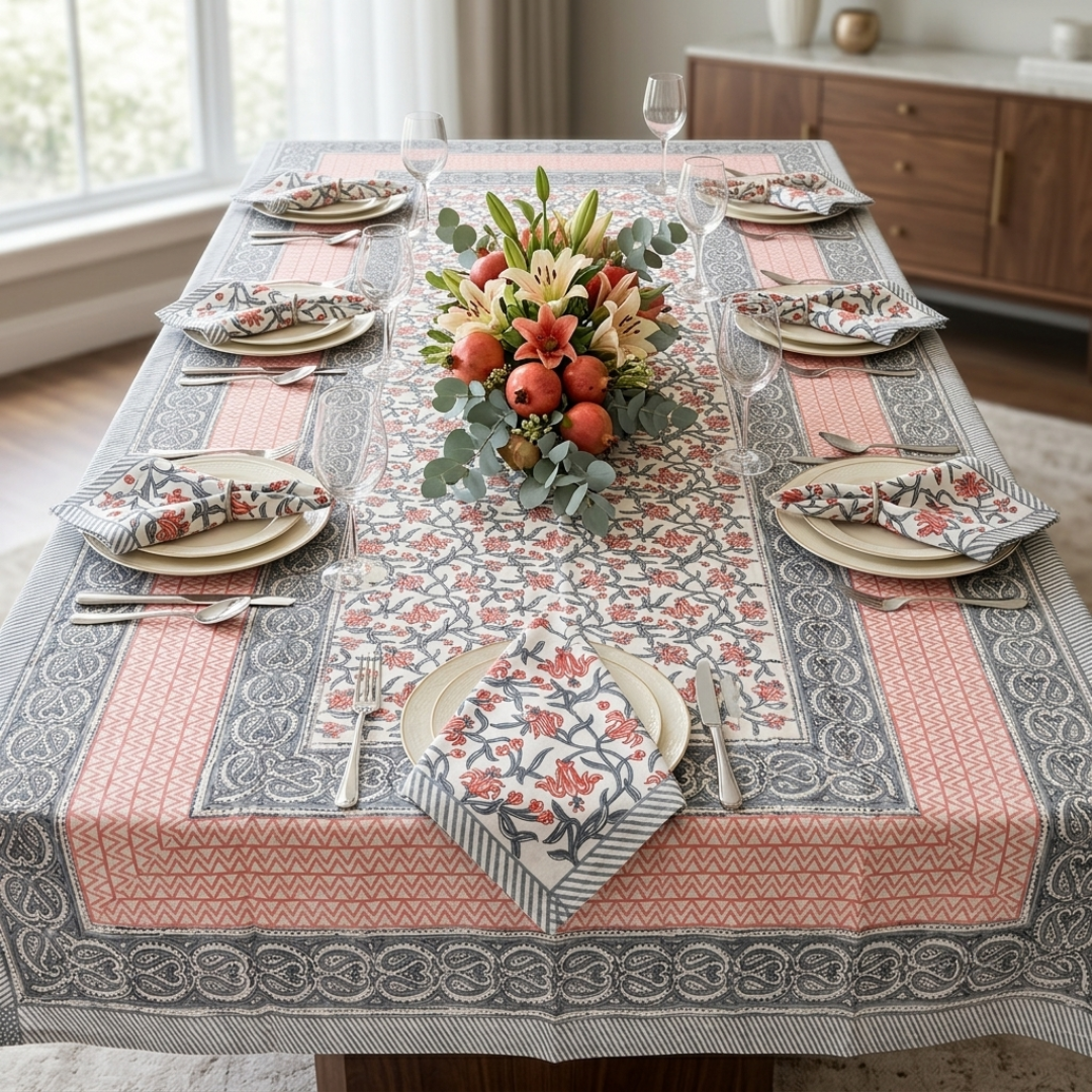 The Grey Orange Dining Table Cover and Napkins Set