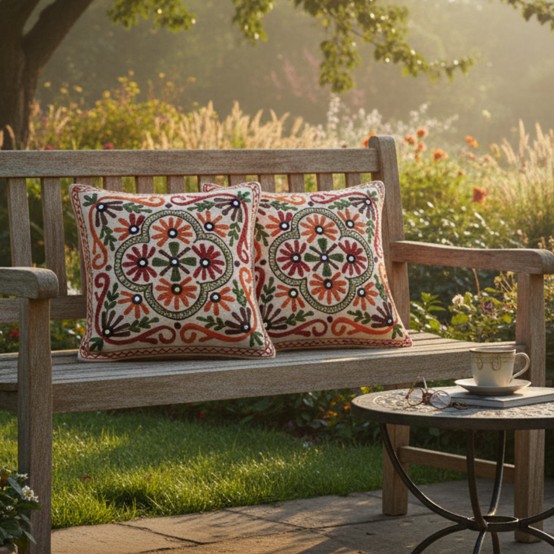 Gulnaar Cushion Covers - Floral Motif Set of 5
