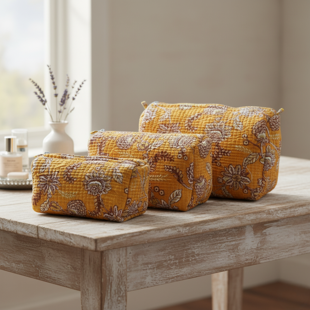 Everyday Set of 3 Pouches Mustard Yellow