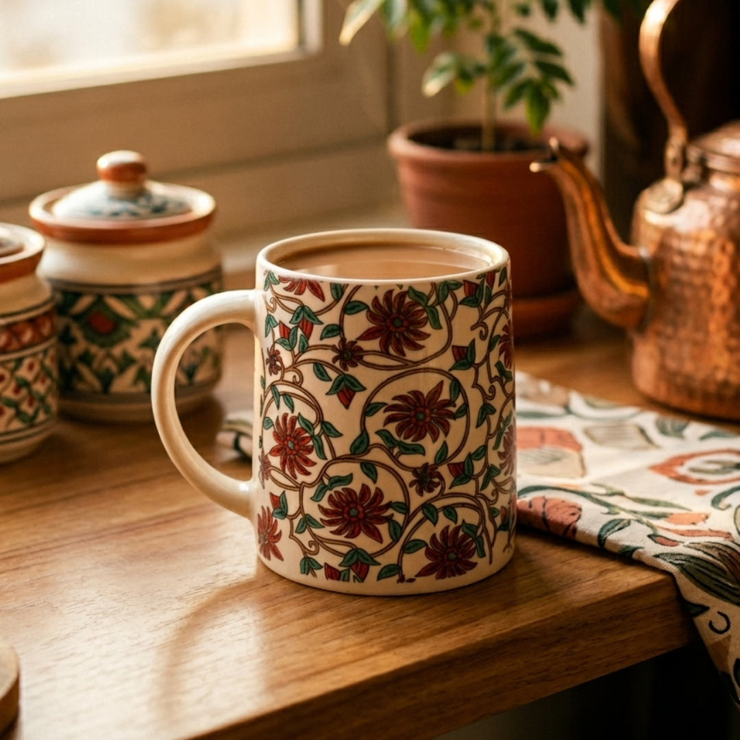 Bloom Collection - Red Floral Mugs Set of 2