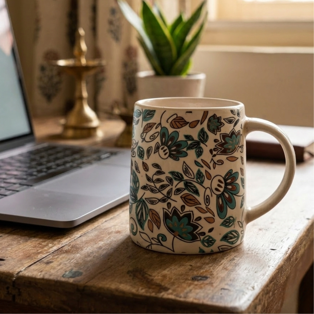Bloom Collection - Green Garden Floral Mugs Set of 2