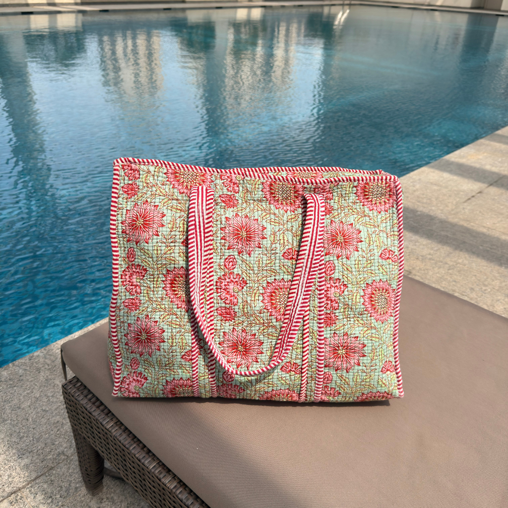 Mint Bloom Large Tote