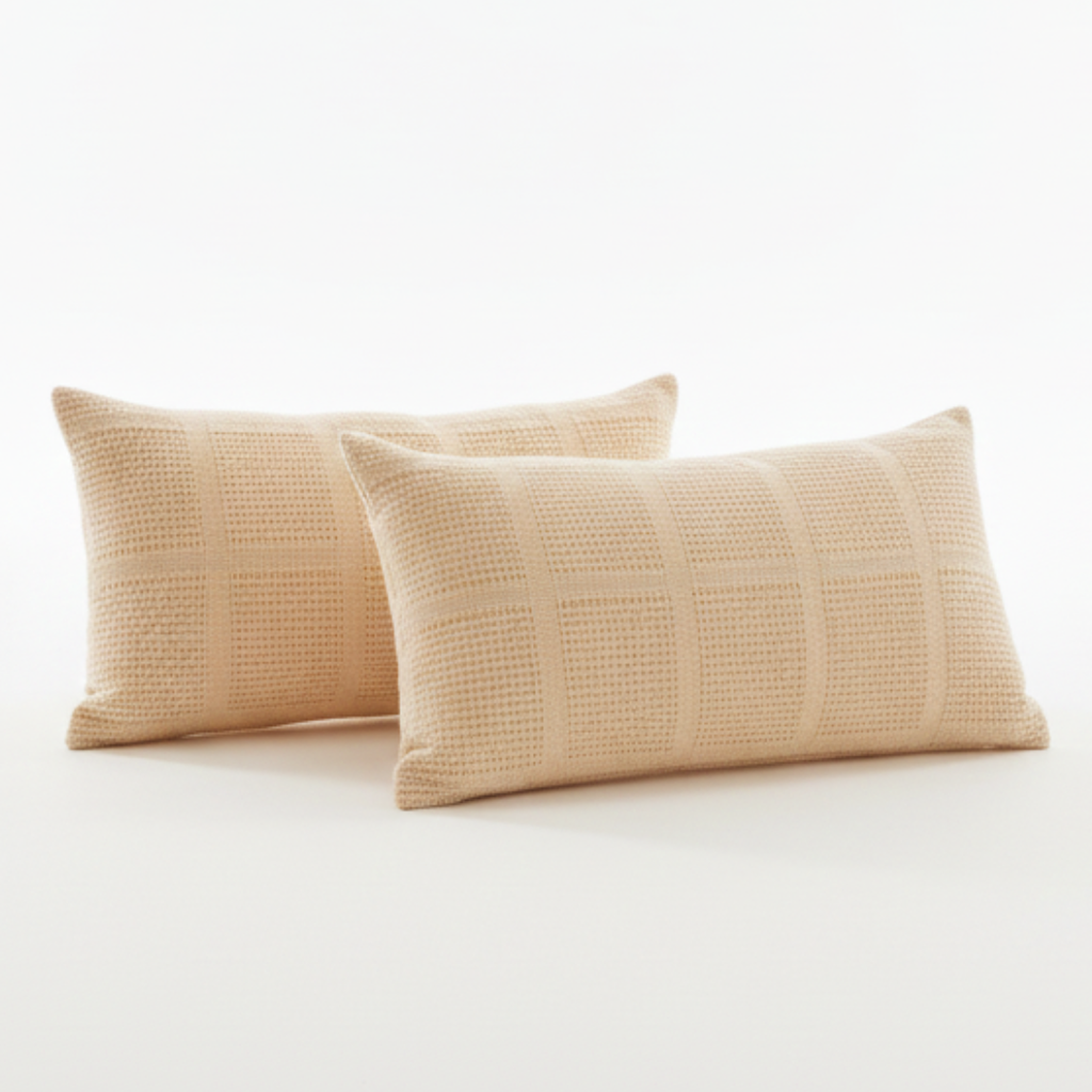 Cozy Cream Knitted Throw with Two Cushions