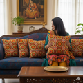 Sunflowers and Mirrors Cushion Cover- Blue Set of 4