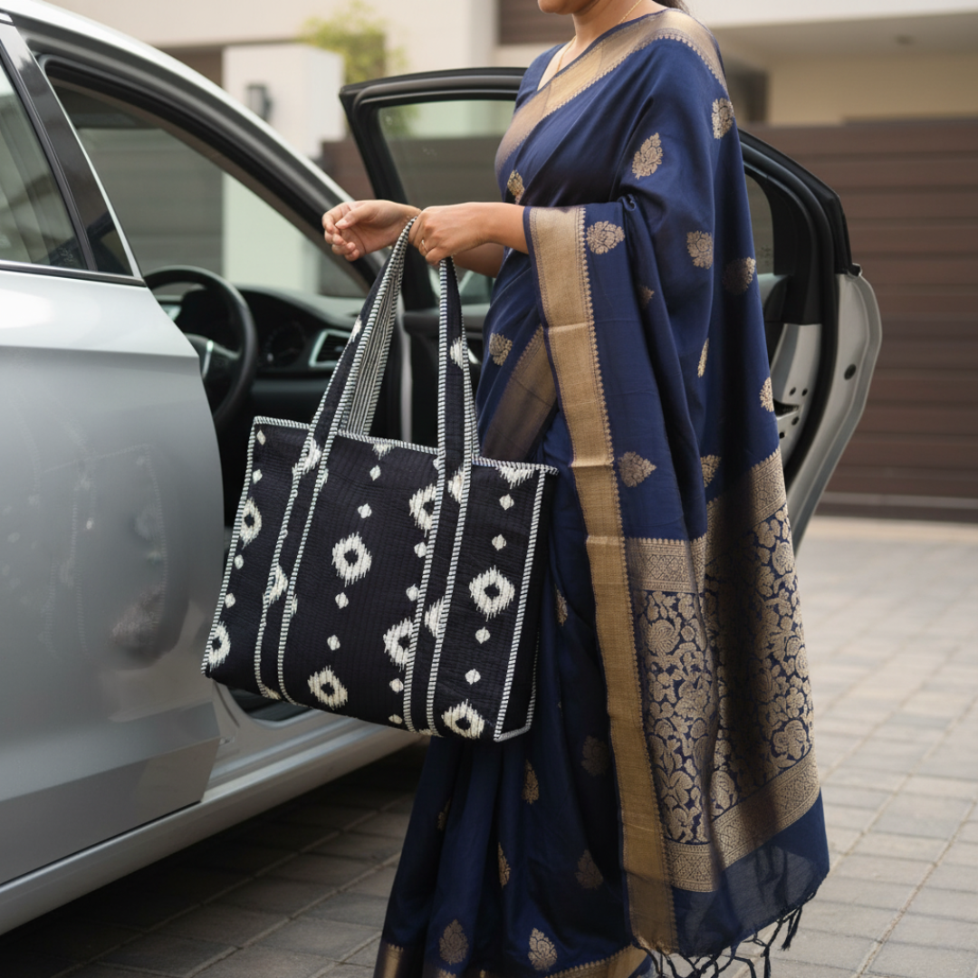 Onyx Ikat Large Tote
