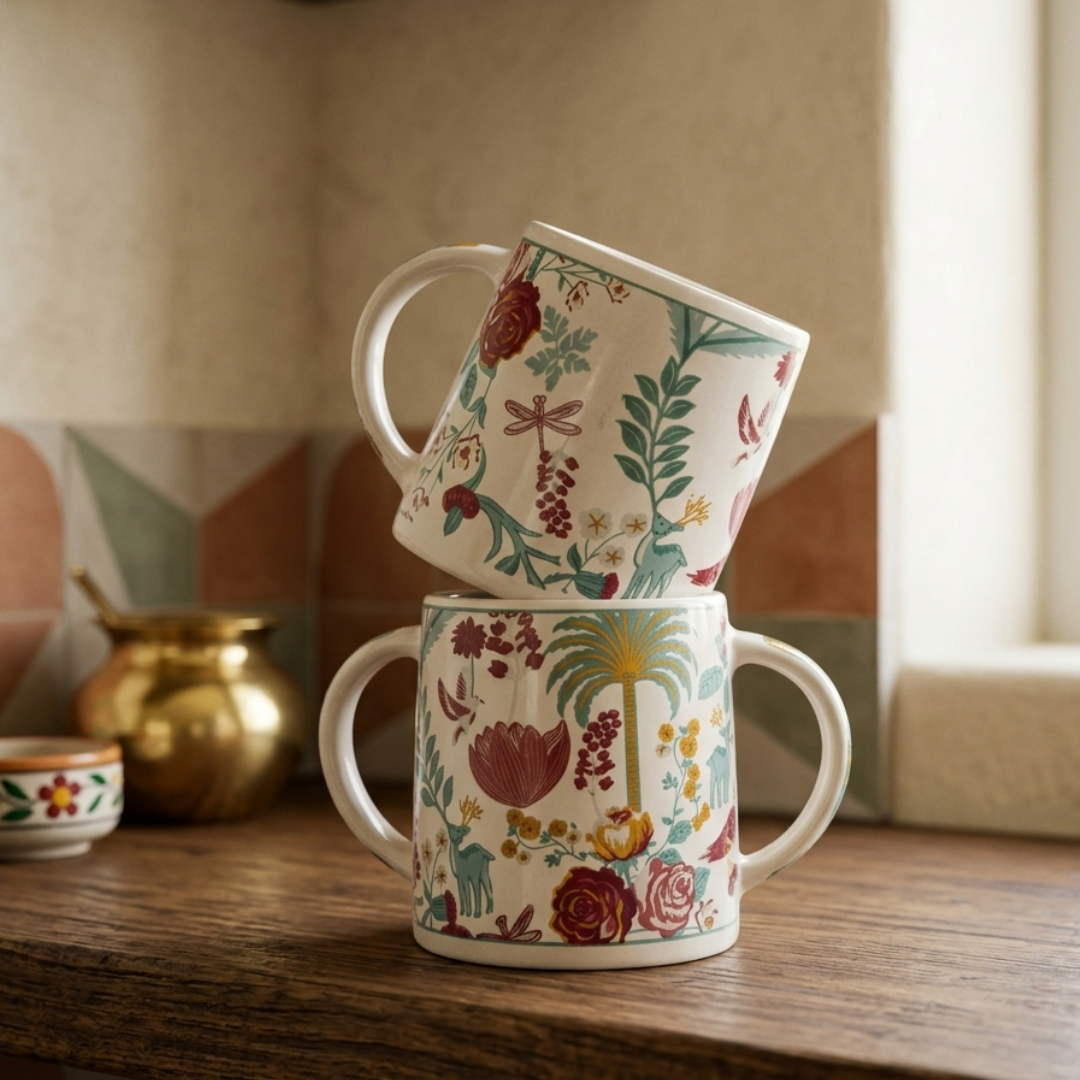Bloom Collection - Baageecha Floral Mugs Set of 2
