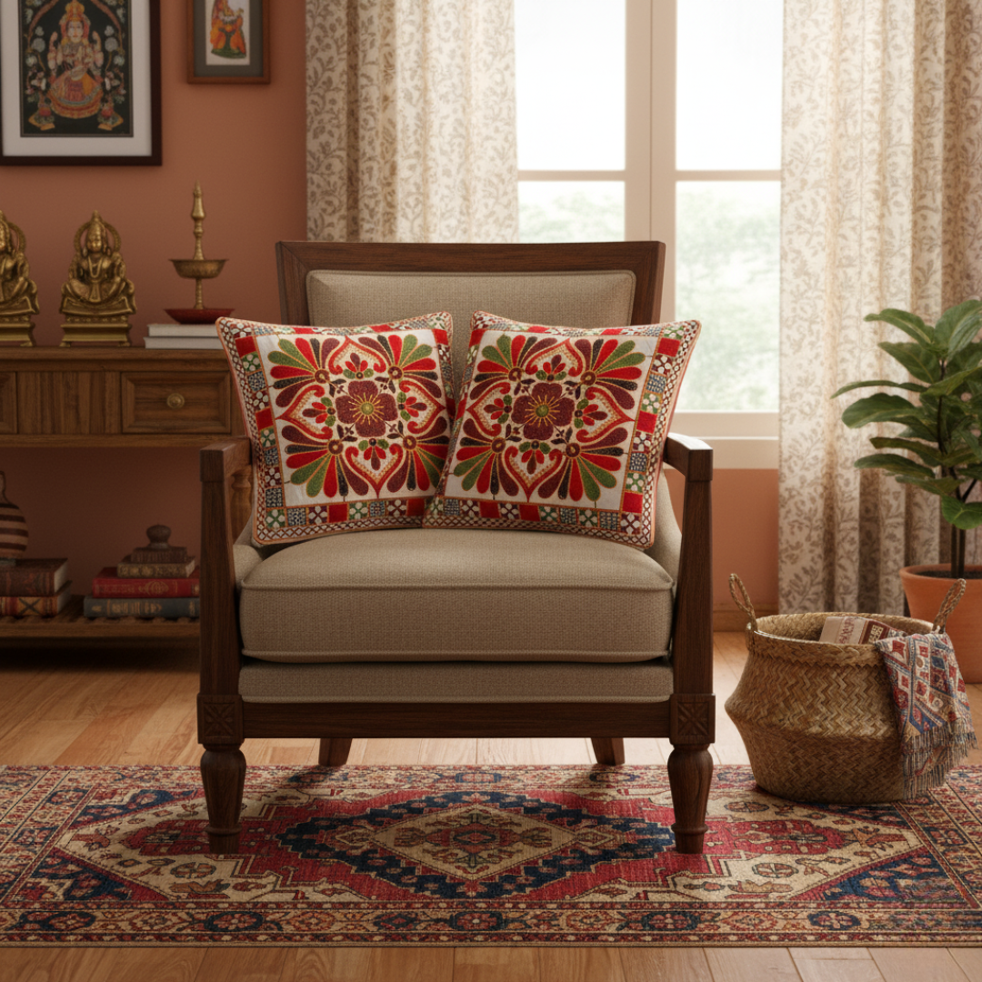 Gulnaar Cushion Covers - Clover Motif Set of 5