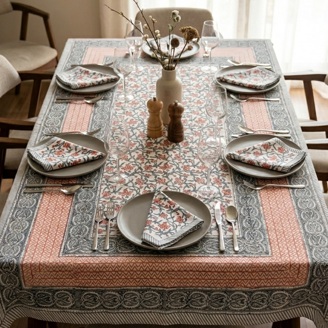 The Grey Orange Dining Table Cover and Napkins Set
