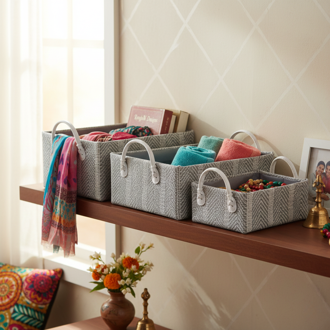 Loom Nesting Baskets- Charcoal Grey Set of 3