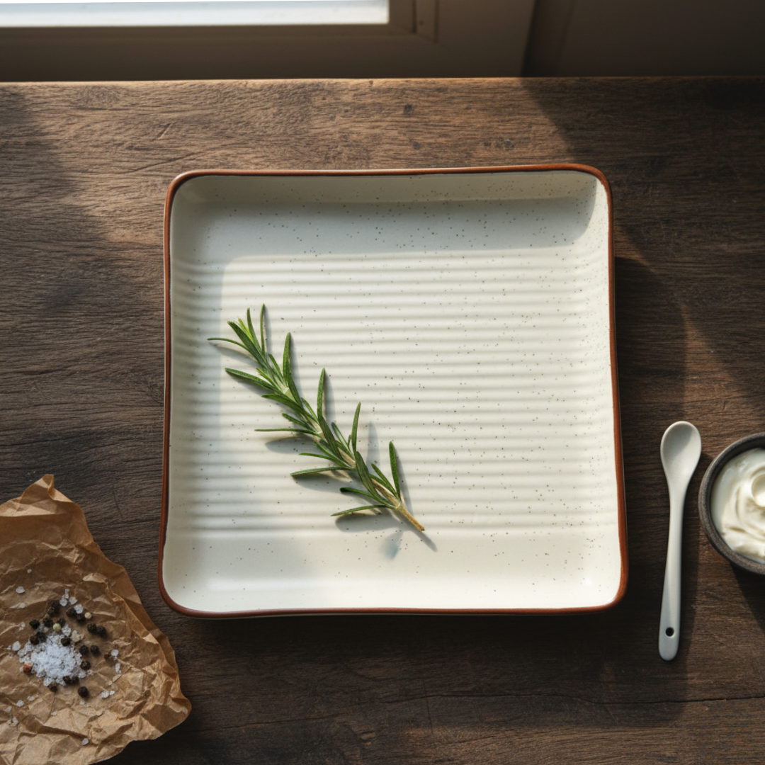 White Speckled Square Platter