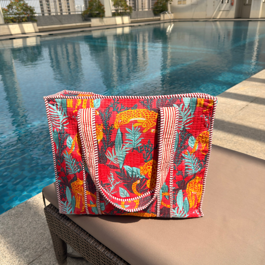 Crimson Jungle Large Tote
