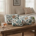Everyday Set of 3 Pouches White and Teal