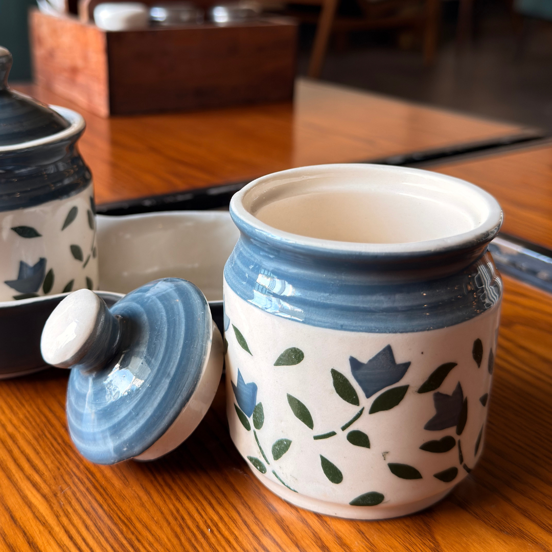 Floral Grey Patterned Jar Set