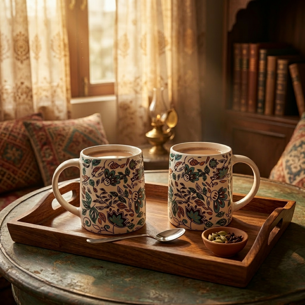 Bloom Collection - Green Garden Floral Mugs Set of 2
