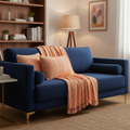Cozy Peach Knitted Throw with Two Cushions