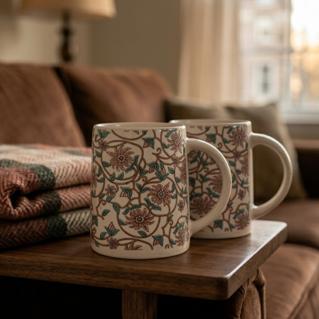 Bloom Collection - Blush Pink Floral Mugs Set of 2