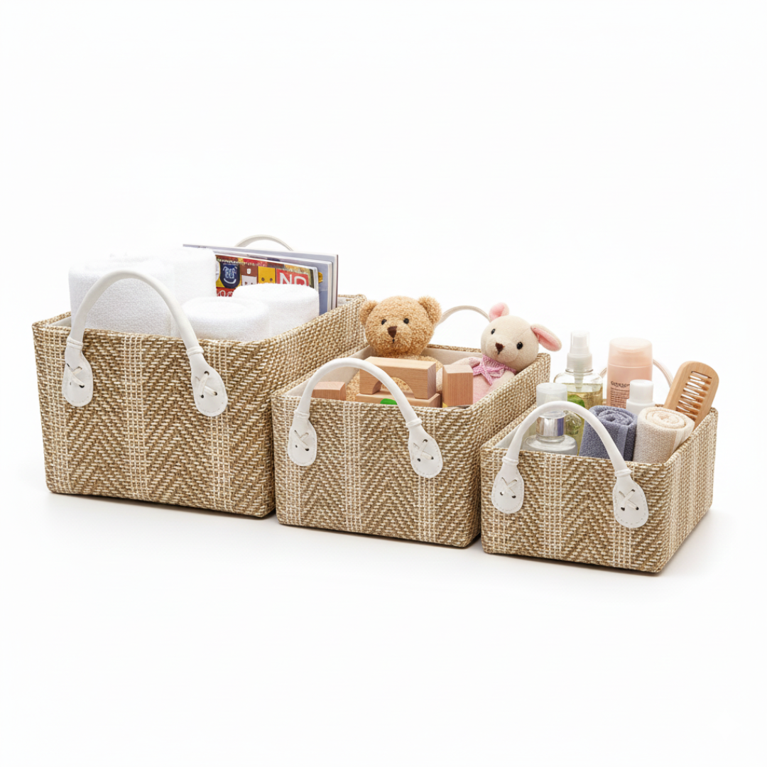 Loom Nesting Baskets- Brown Set of 3