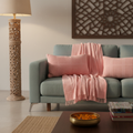 Cozy Pink Knitted Throw with Two Cushions