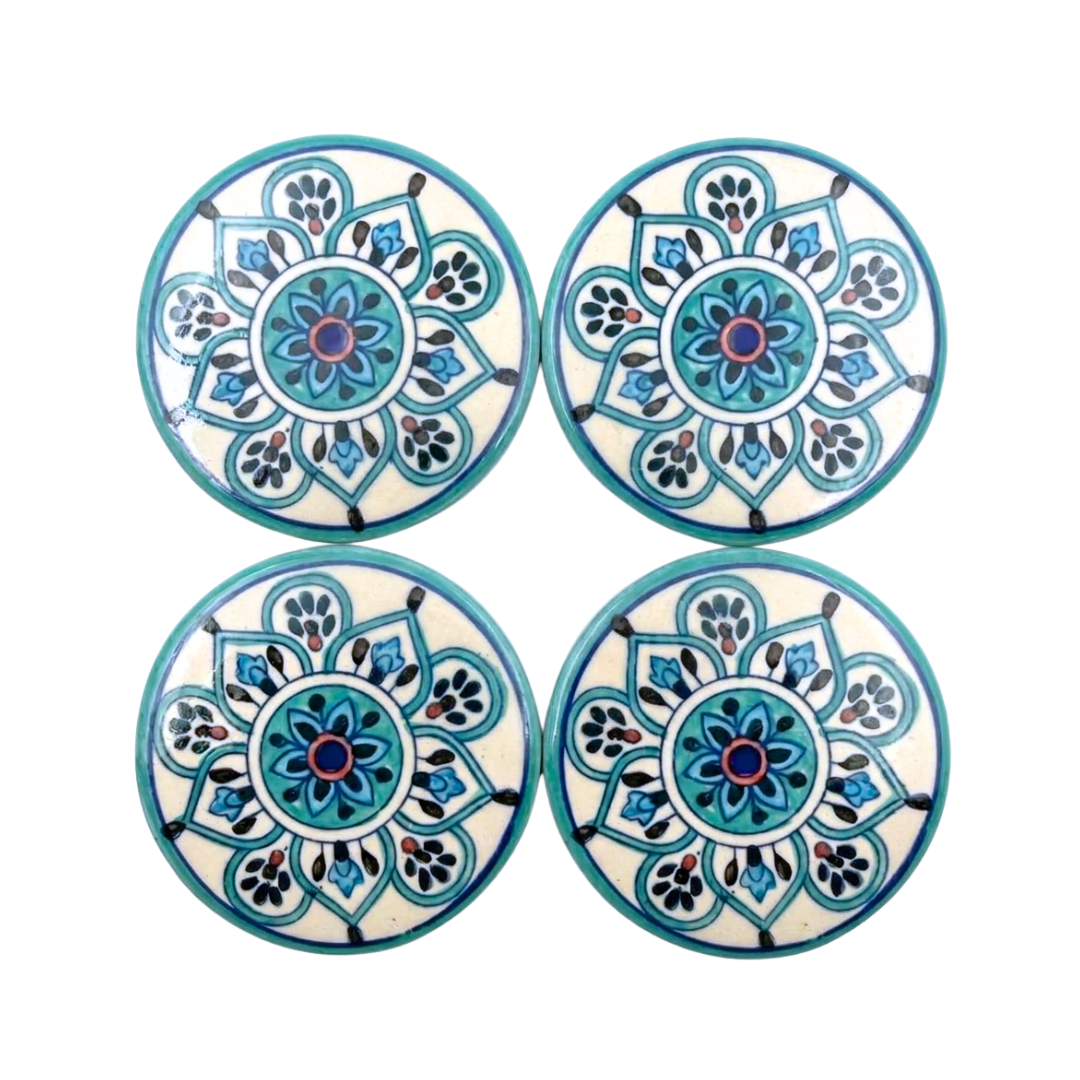 Tarika Coasters Set of 4 with Metal Stand
