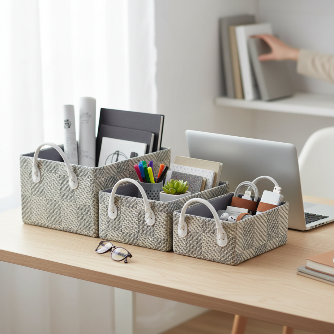 Loom Nesting Baskets- Grey Set of 3
