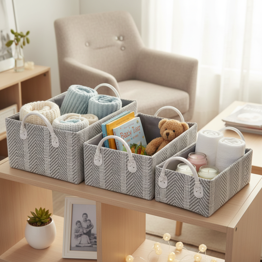 Loom Nesting Baskets- Charcoal Grey Set of 3