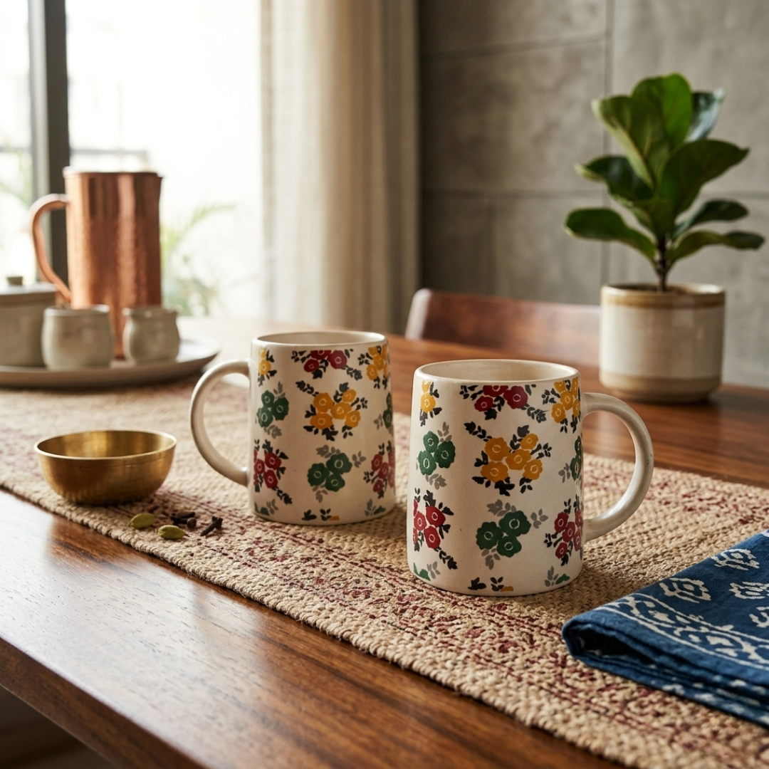 Bloom Collection - Phool Patti Floral Mugs Set of 2