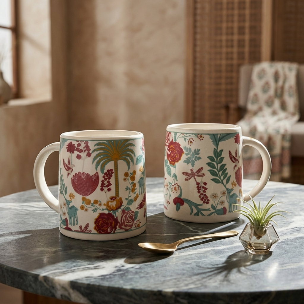 Bloom Collection - Baageecha Floral Mugs Set of 2