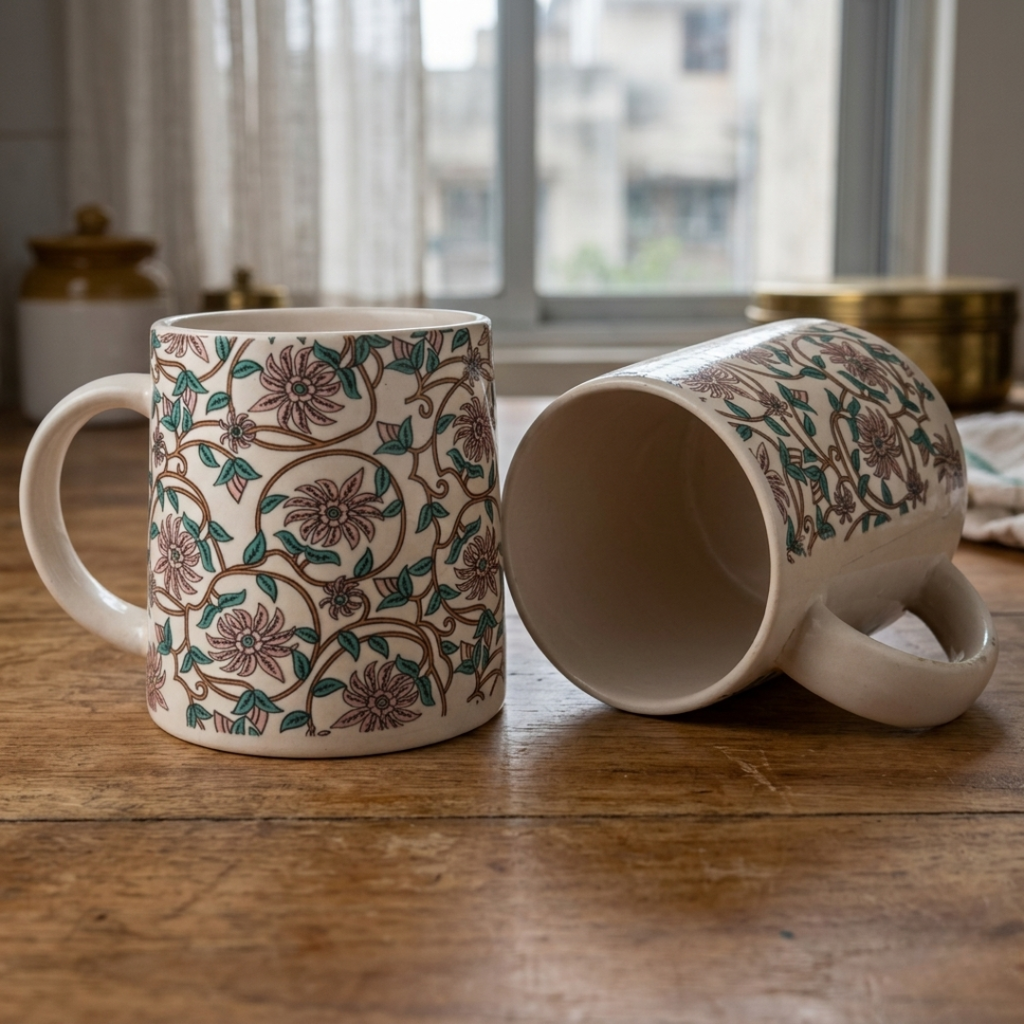 Bloom Collection - Blush Pink Floral Mugs Set of 2