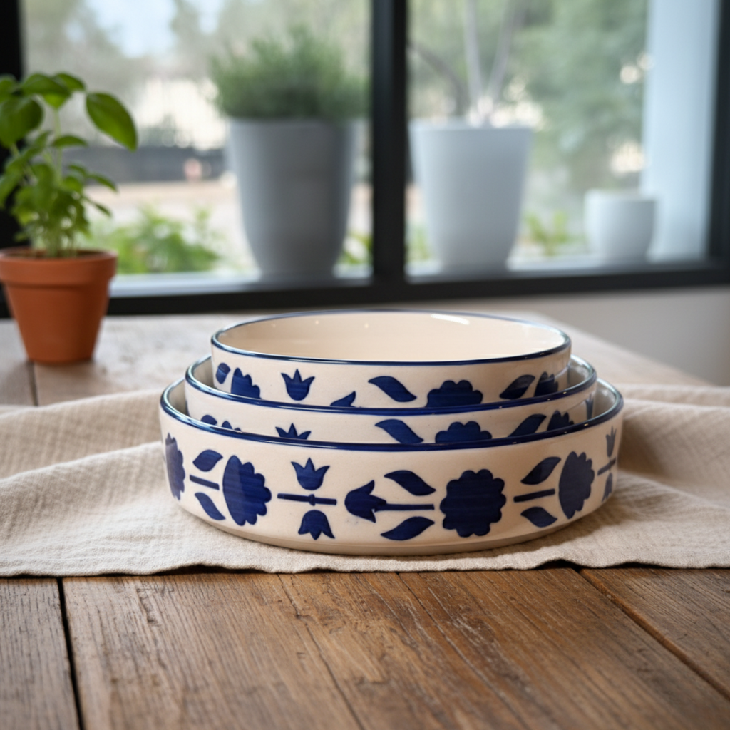 Blue Nesting 3 Bowls Set