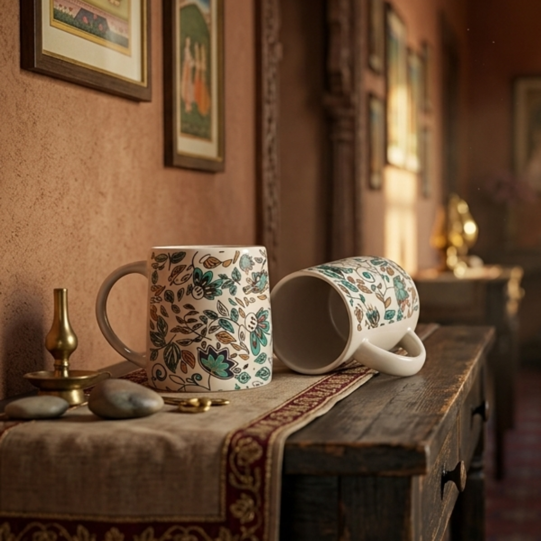 Bloom Collection - Green Garden Floral Mugs Set of 2