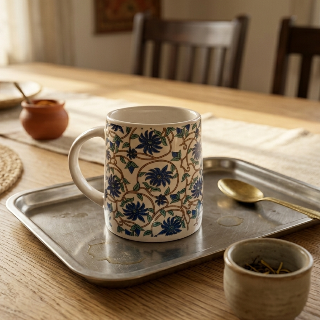 Bloom Collection - Blue Floral Mugs Set of 2
