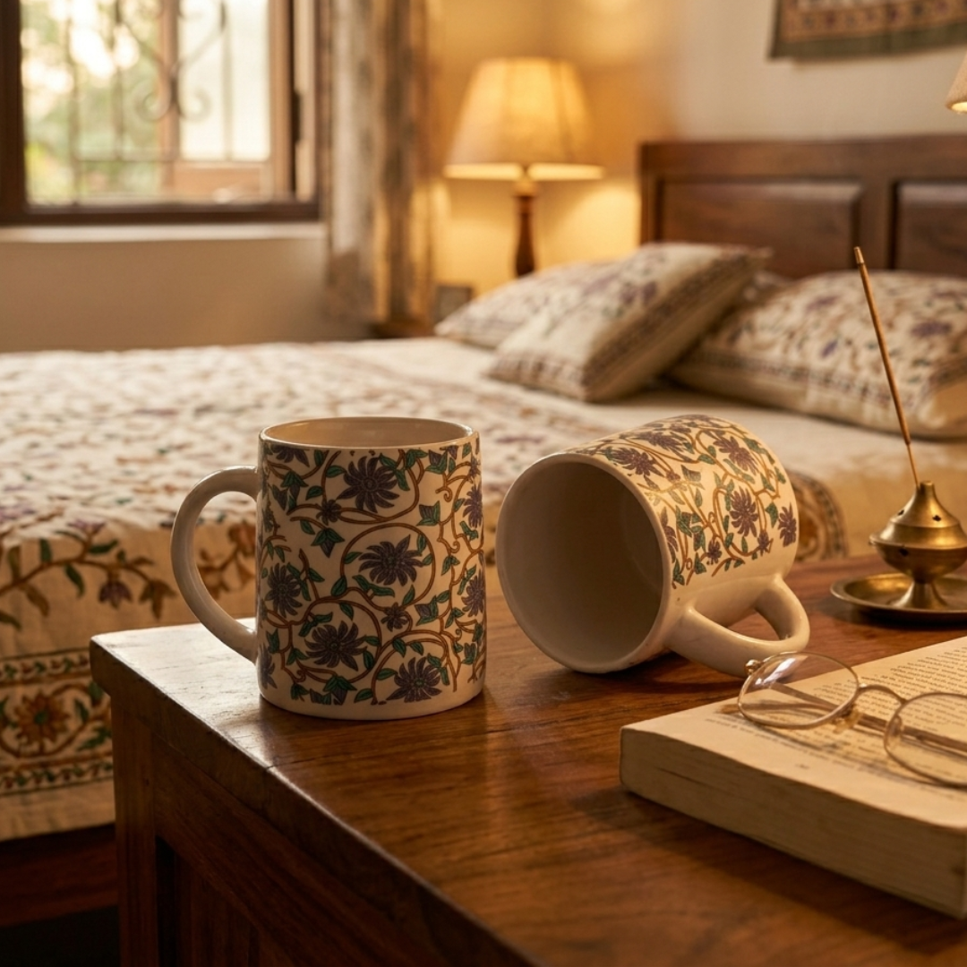 Bloom Collection - Grey Floral Mugs Set of 2