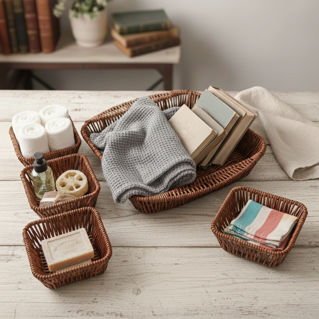 Terra Wicker Tray and 4 Bowls Set